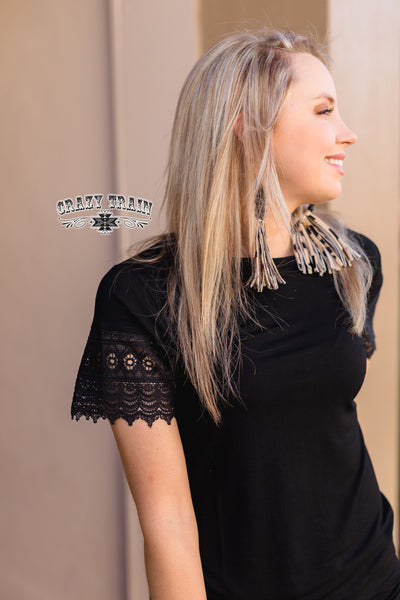 Back to Black Lace Sleeve Top