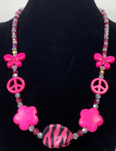 Zebra, Flower, Butterfly, Peace Sign Necklace with Magnetic Silverplate Clasp